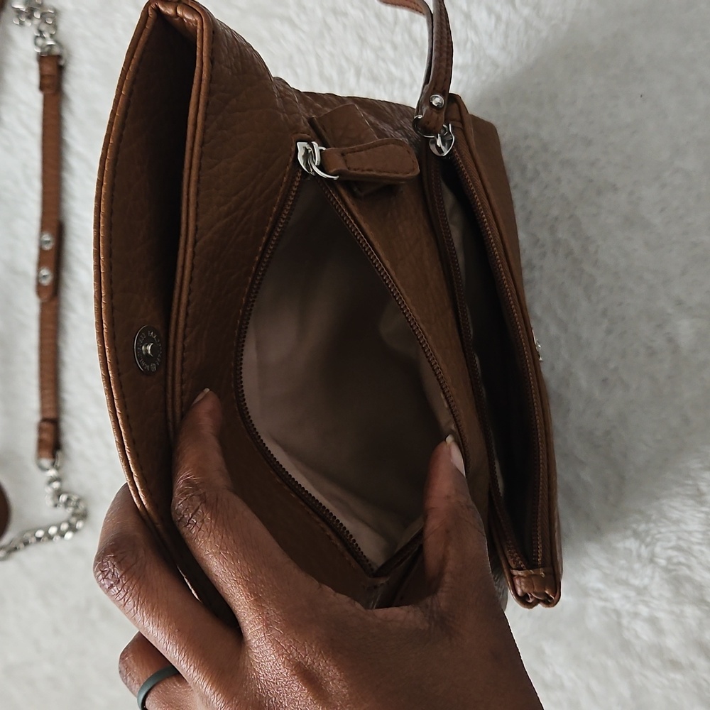 Nine West Crossbody Purse Convertible Wristlet Bag Brown Detachable Strap - Picture 7 of 12